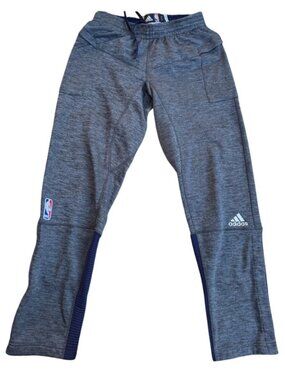 NBA Adidas Climawarm Authentic Gray & Navy Mens Training Pants Size L Length +2"